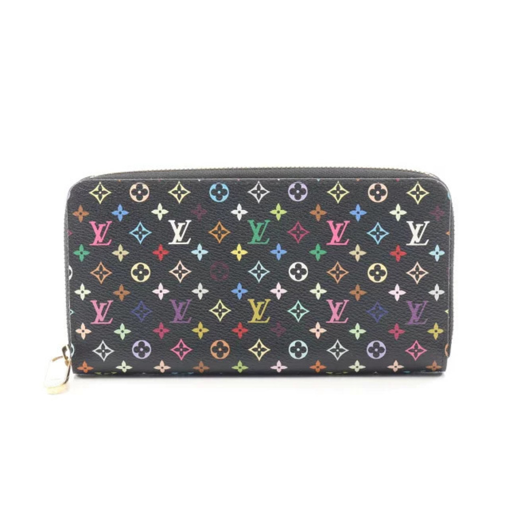 Louis Vuitton Zippy Wallet Round Long Canvas Monogram Multicolor Black